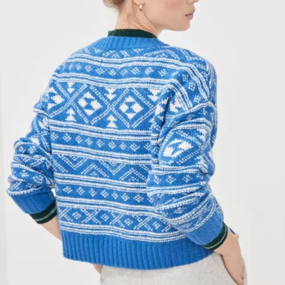 American Eagle Fair Isle Blue and White Sweater Woman's Size XS - Picture 3 of 11